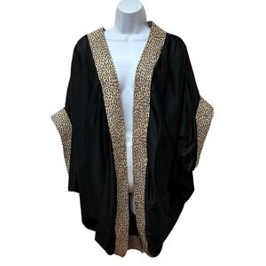 Vintage Silky Nylon Cocoon Topper Top Animal Leopard Print Trim Size 1X Made USA